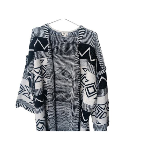 New without tags Pol Aztec Print Fringe Oversized Open Front Long Cardigan SZ S - Picture 6 of 11